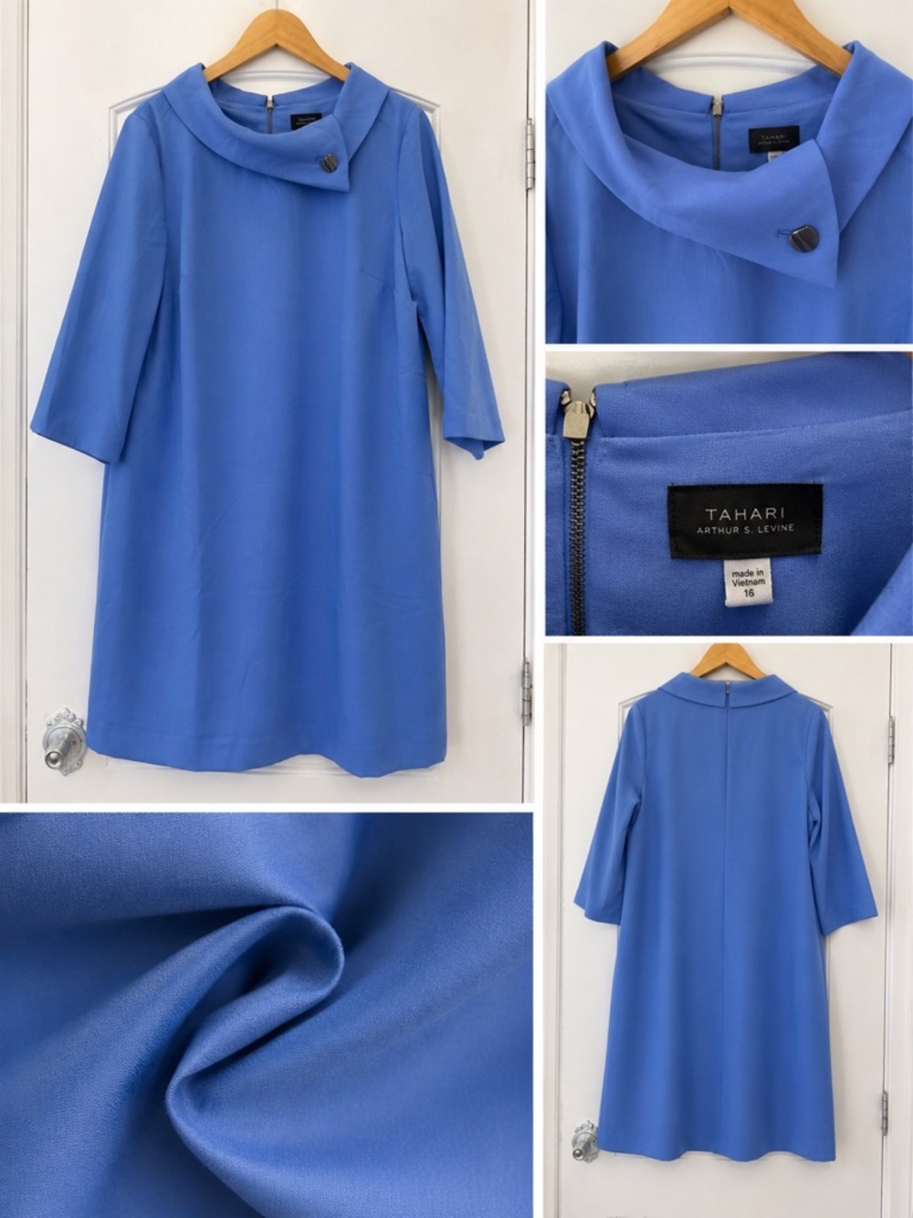 Tahari Arthur S. Levine Jackie O Periwinkle  Dress Size 16 Minimalist Mod Dress